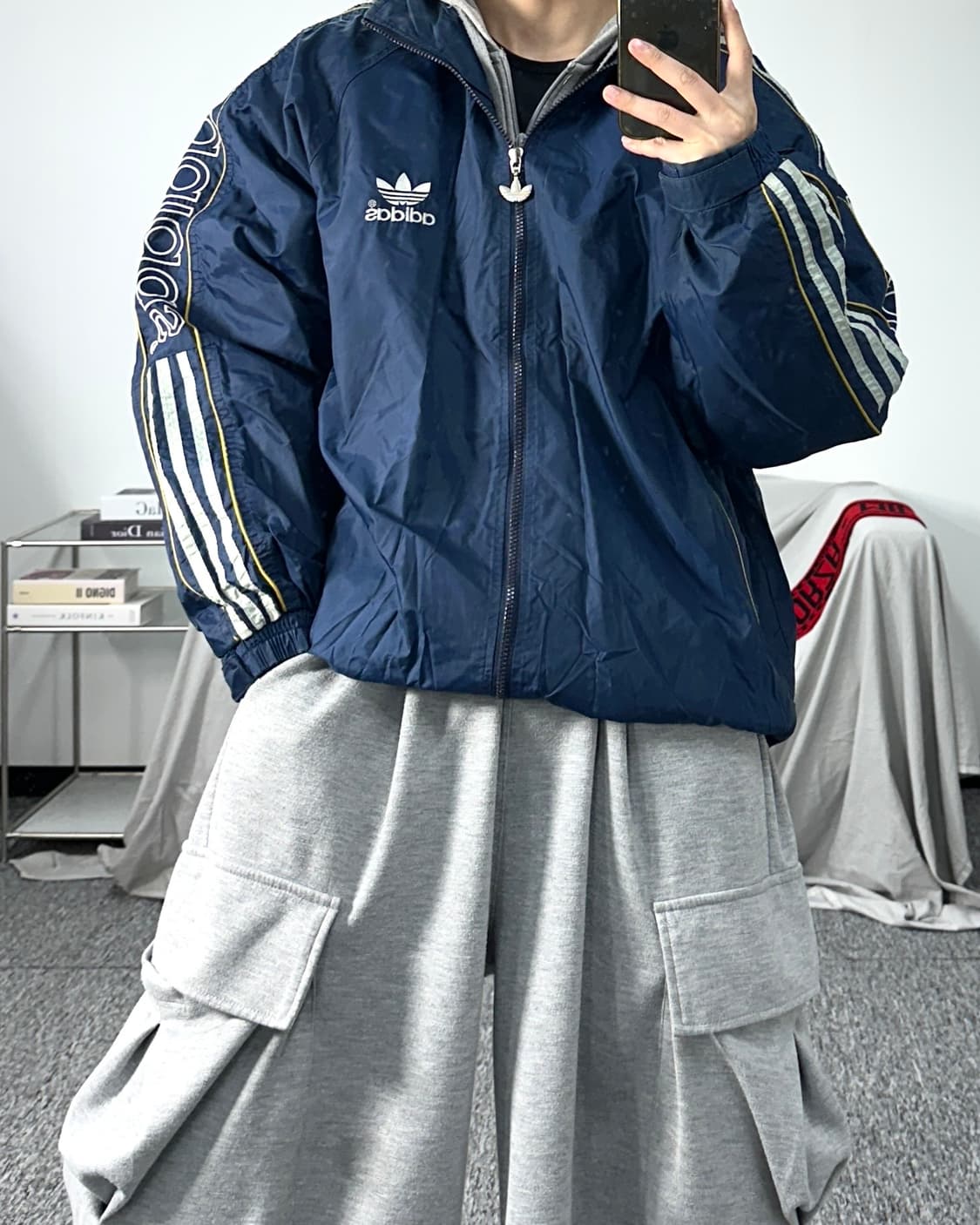 아디다스 90s 빅로고 올드스쿨 바람막이 XL 상품이미지3