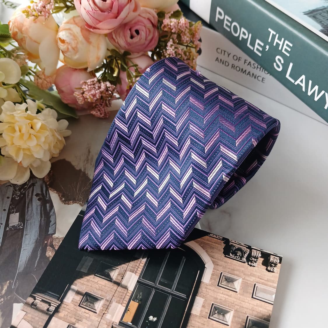 아쿠아스큐텀 실크 헤링본 패턴 넥타이 8.9cm A+등급 E739
 상품이미지4