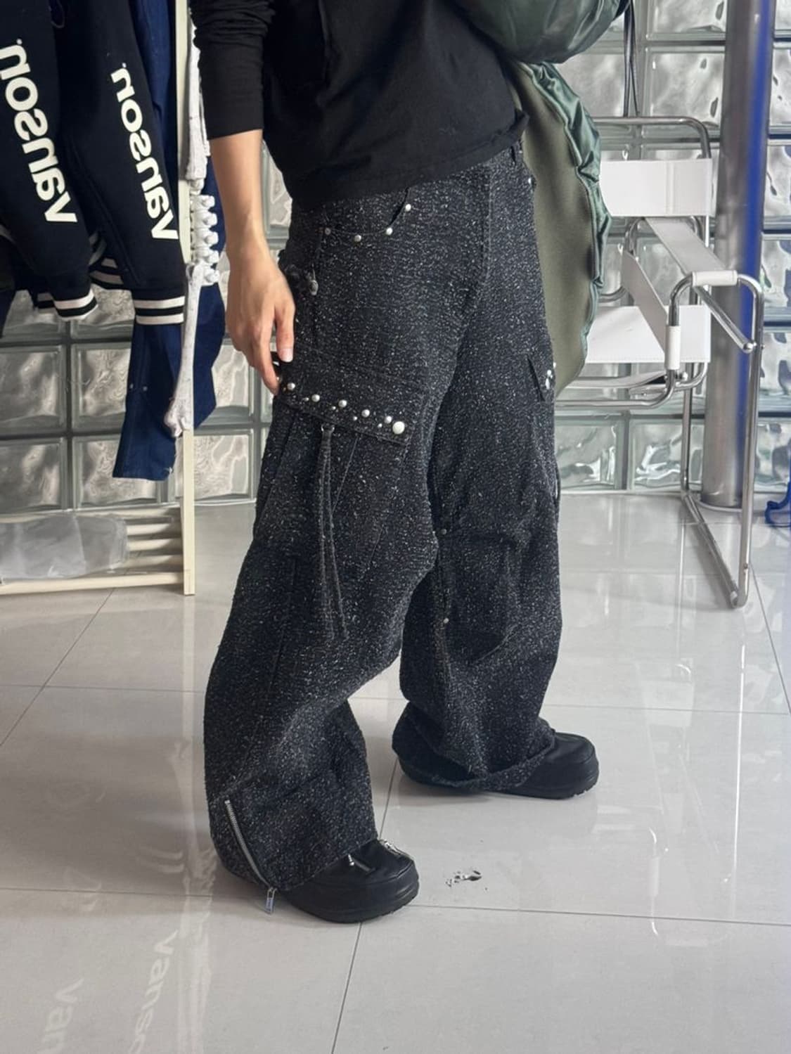 NEEDLE STUD WIDE PANT 니들 스터드 와이드 팬츠 상품이미지1