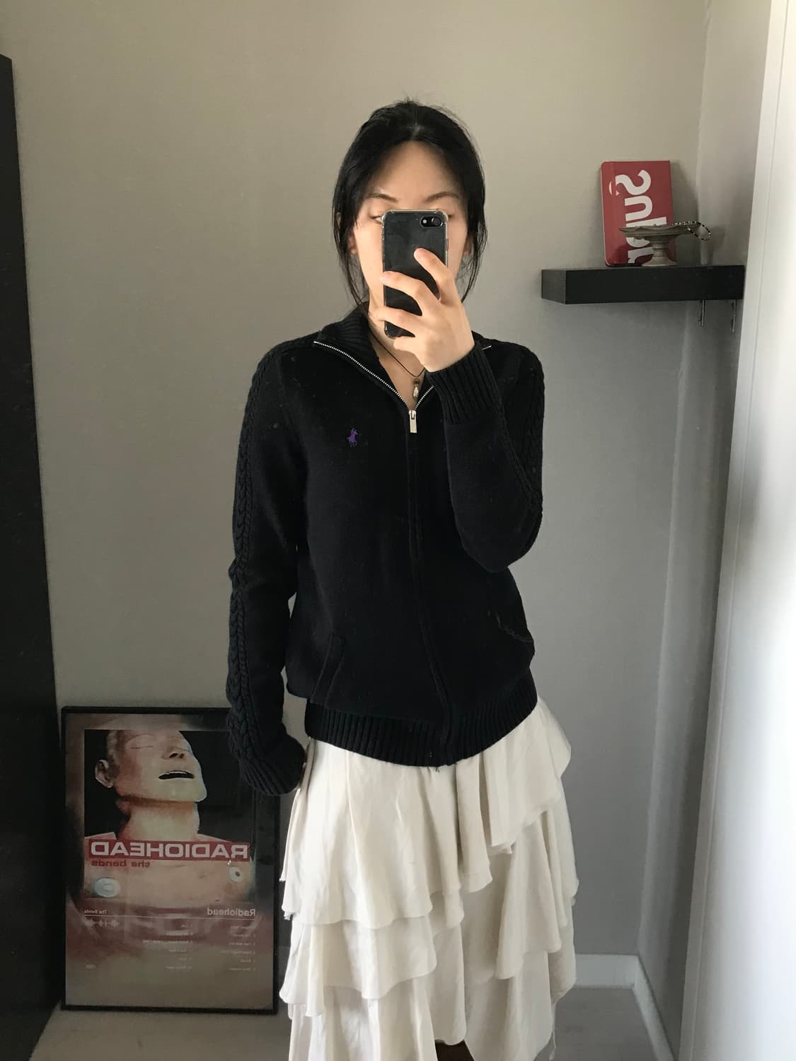 폴로 랄프로렌 포니 로고 블랙 니트집업 상품이미지4