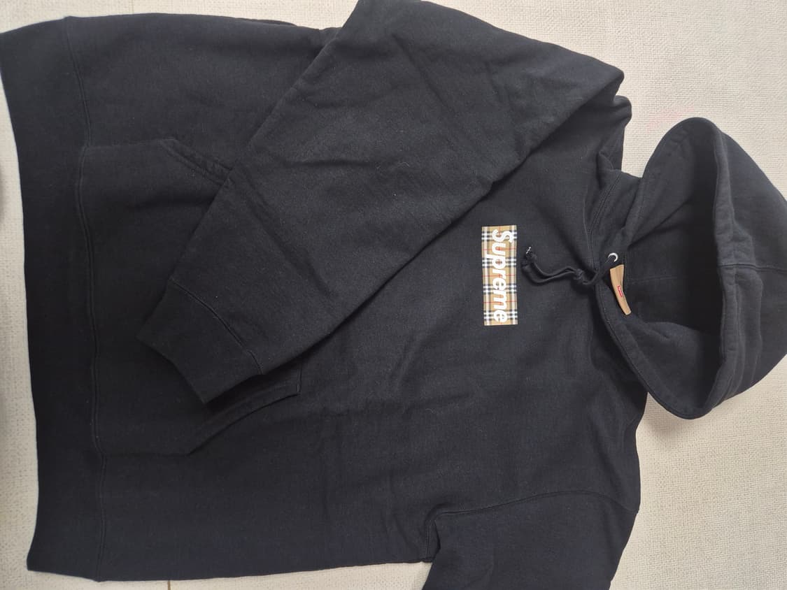 슈프림 버버리 박스로고 블랙 후드 XL 상품이미지5