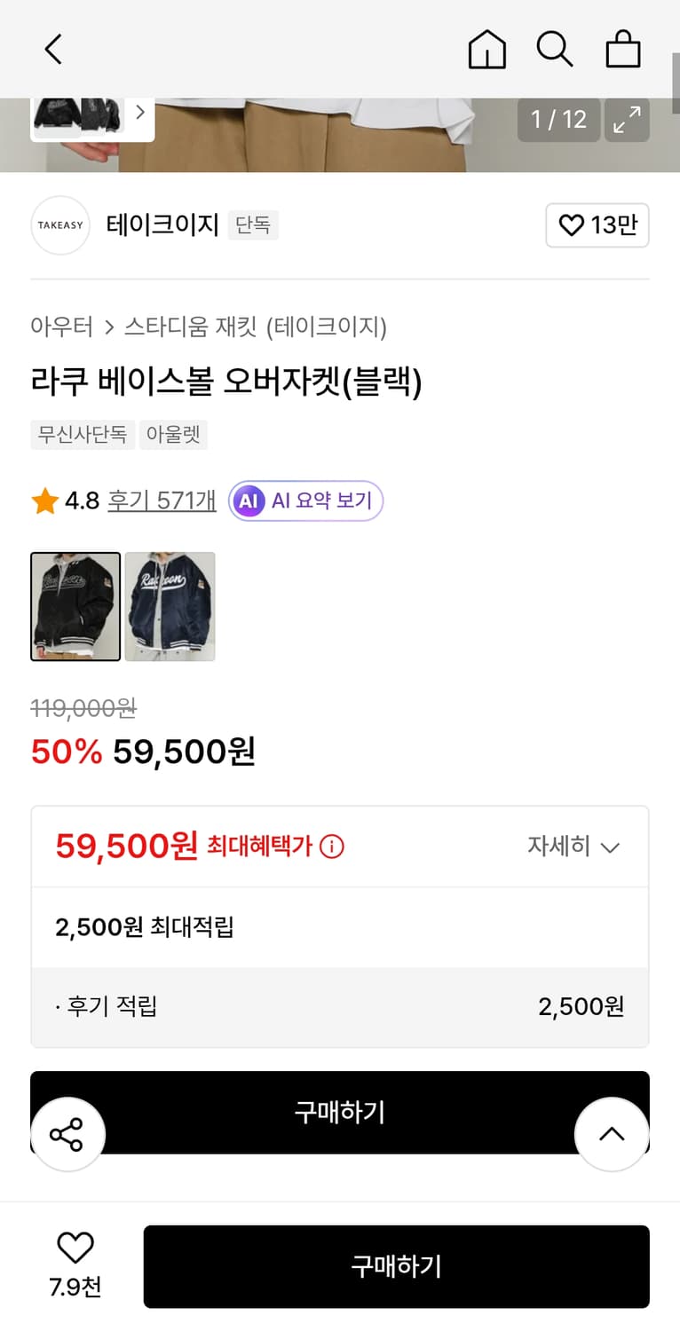 테이크이지 야구점퍼 상품이미지2