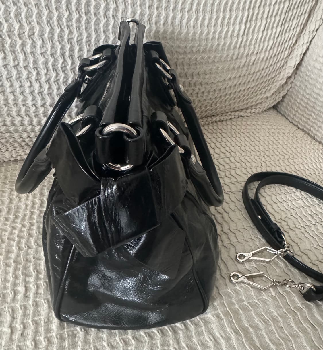 미우미우 비텔로 럭스 보우 사첼백 스몰 토트백 크로스백 상품이미지6