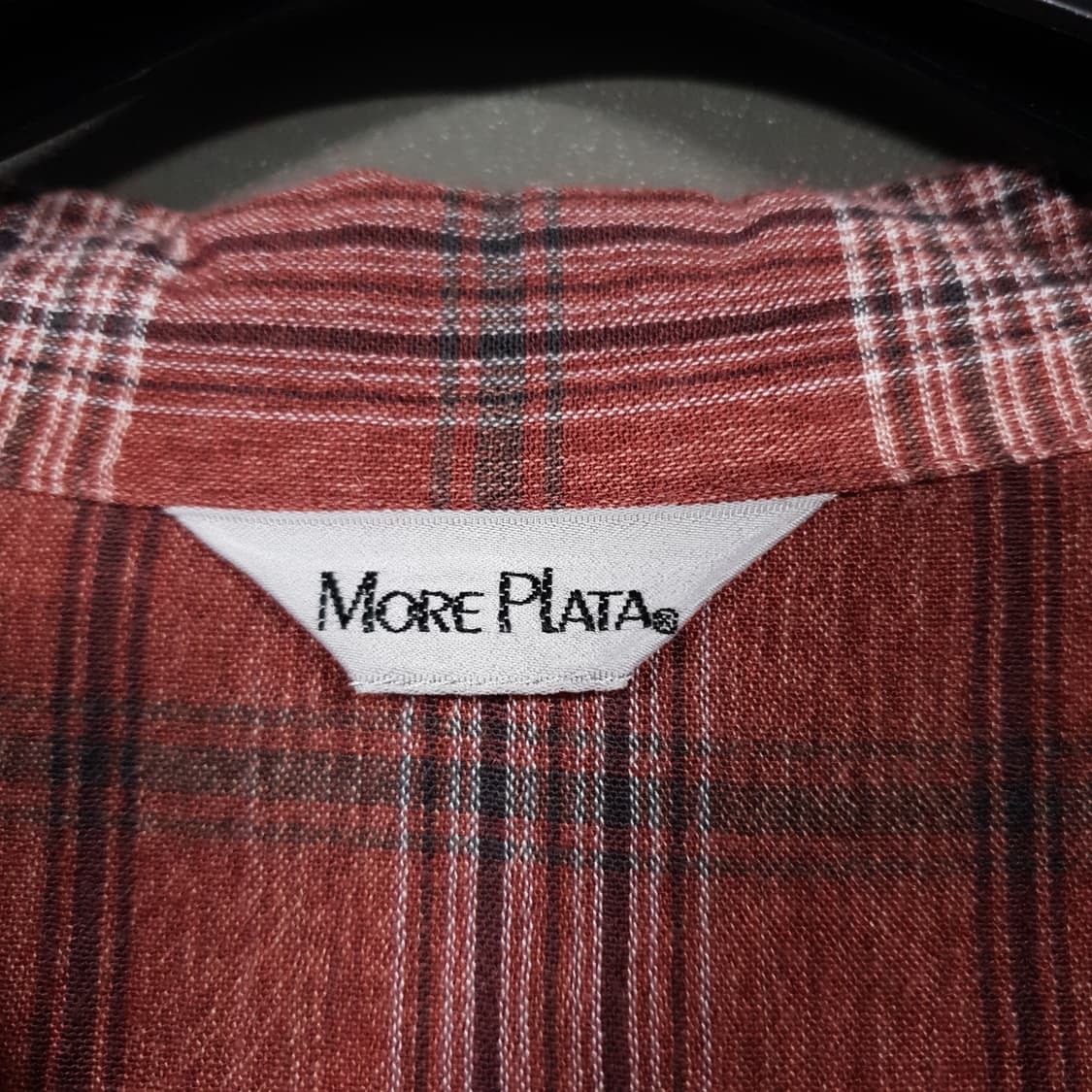 MORE PLATA 모어플라타 체크 민소매 오픈카라 블라우스 버튼 셔츠 상품이미지5