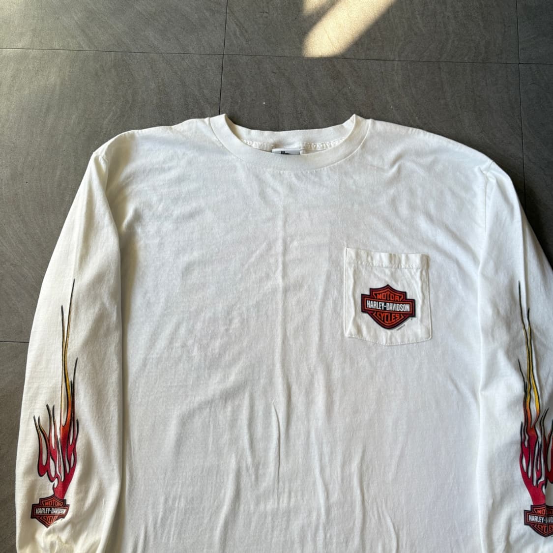 할리데이비슨 정품 미국 생산 화이트 플레임 긴팔 티셔츠 상품이미지3
