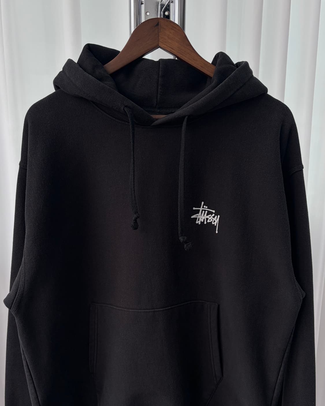 [L]스투시 베이직 스탁로고 헤비 코튼 기모 후드 상품이미지5