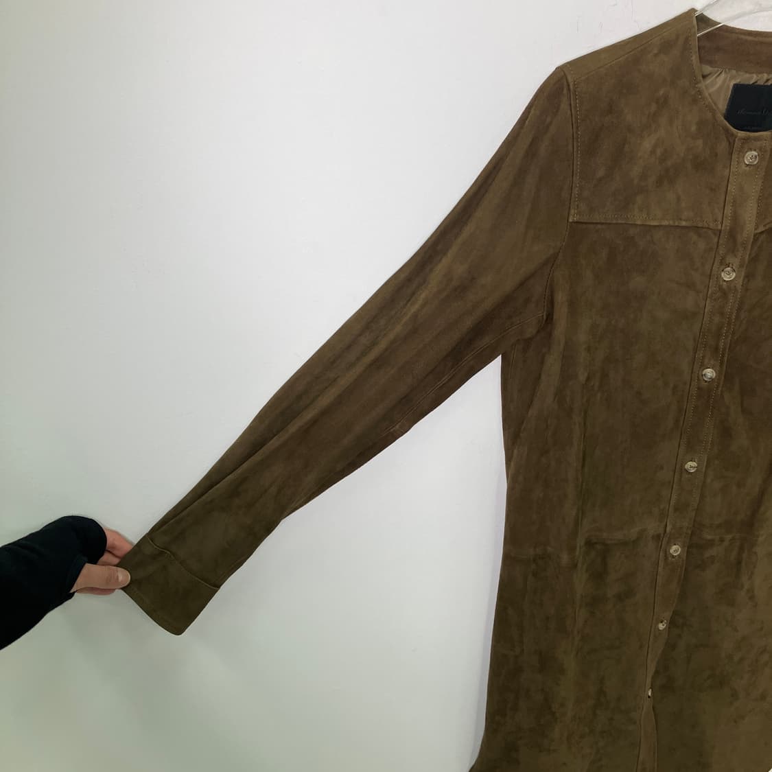 마시모두띠 브라운 스웨이드 롱 셔츠 S 상품이미지5