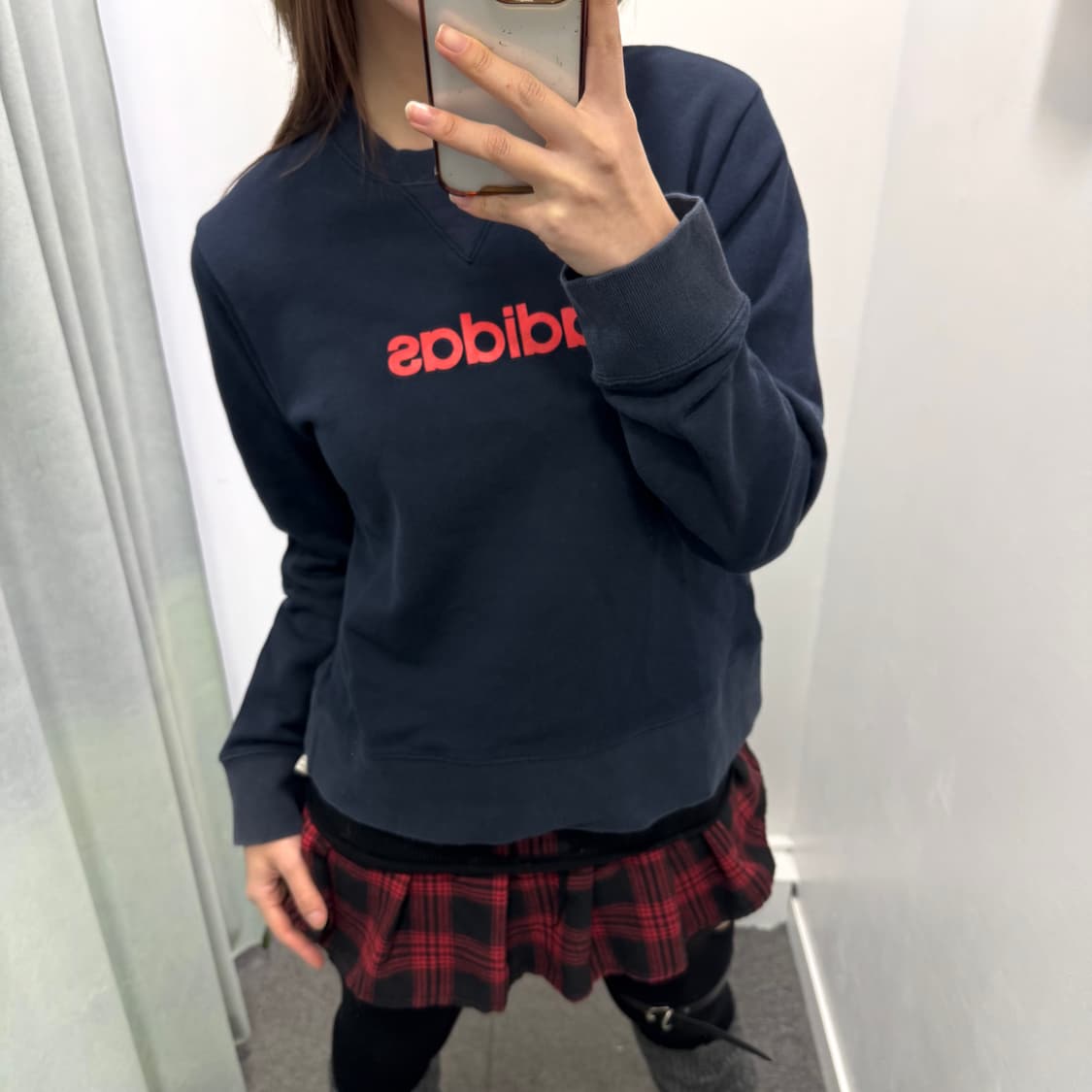 아디다스 레드로고 네이비 맨투맨 상품이미지4