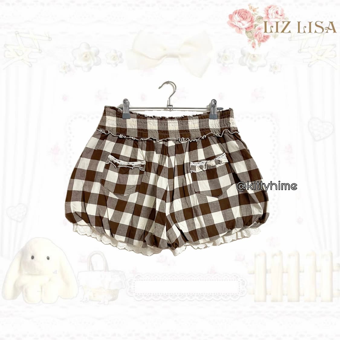 Liz lisa 리즈리사 히메카지 체크 레이스 팬츠 라떼갸루 히메갸루 상품이미지5