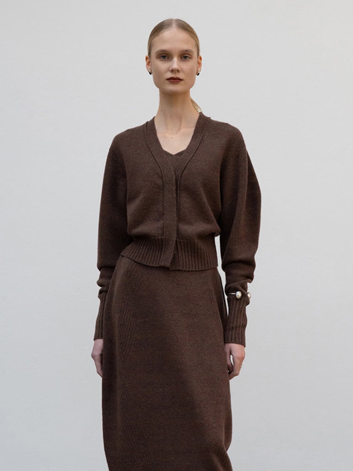 (원가 35.8)로우클래식 브라운 울 가디건 상품이미지1