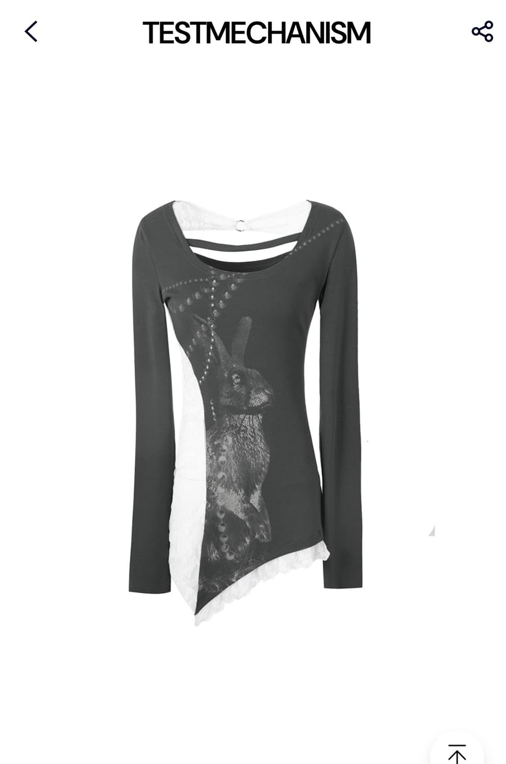 Lace Rabbit Printed Long-Sleeved T-Shirt 상품이미지3