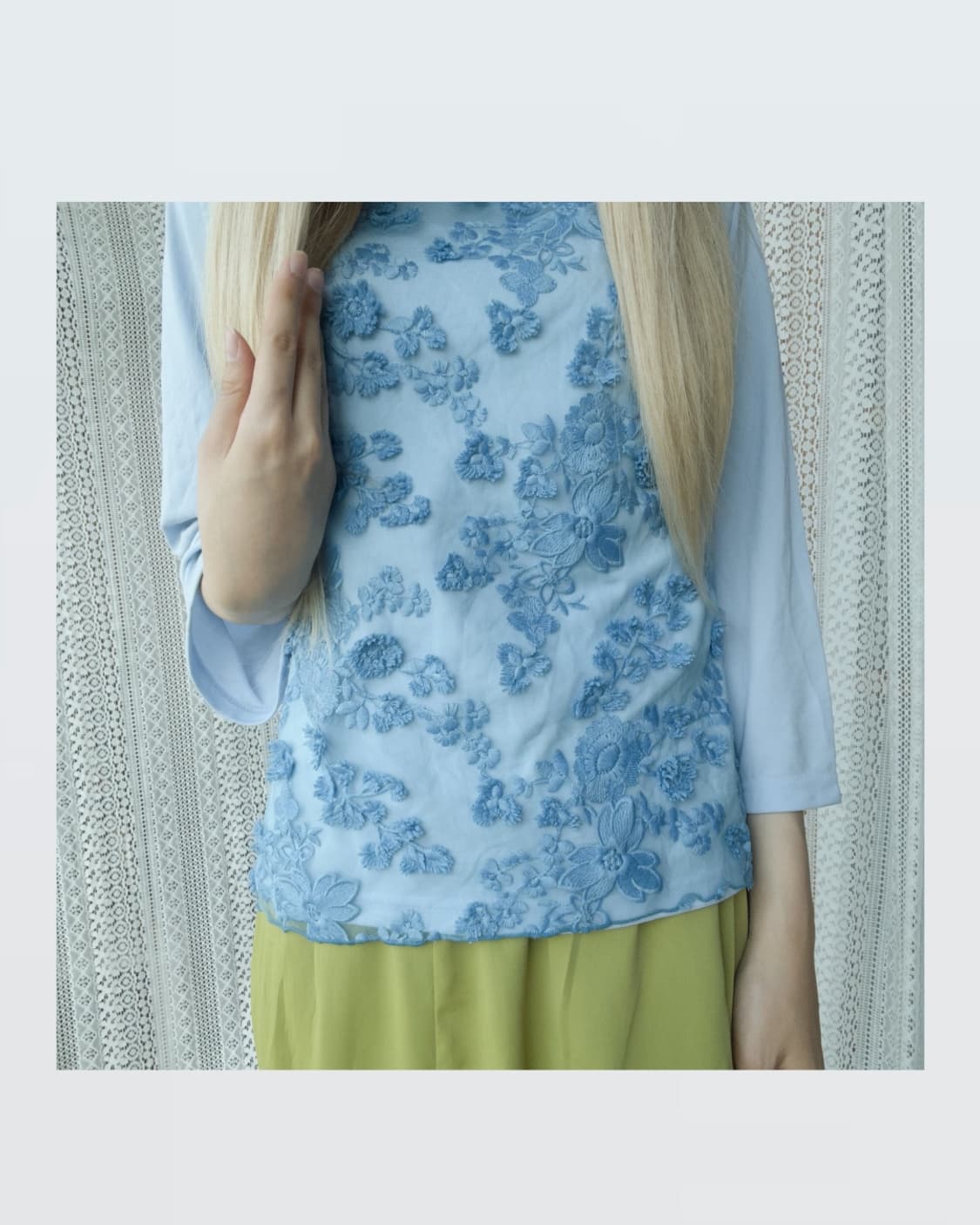 Blue Lace Blouse 블루 레이스 탑 상품이미지1