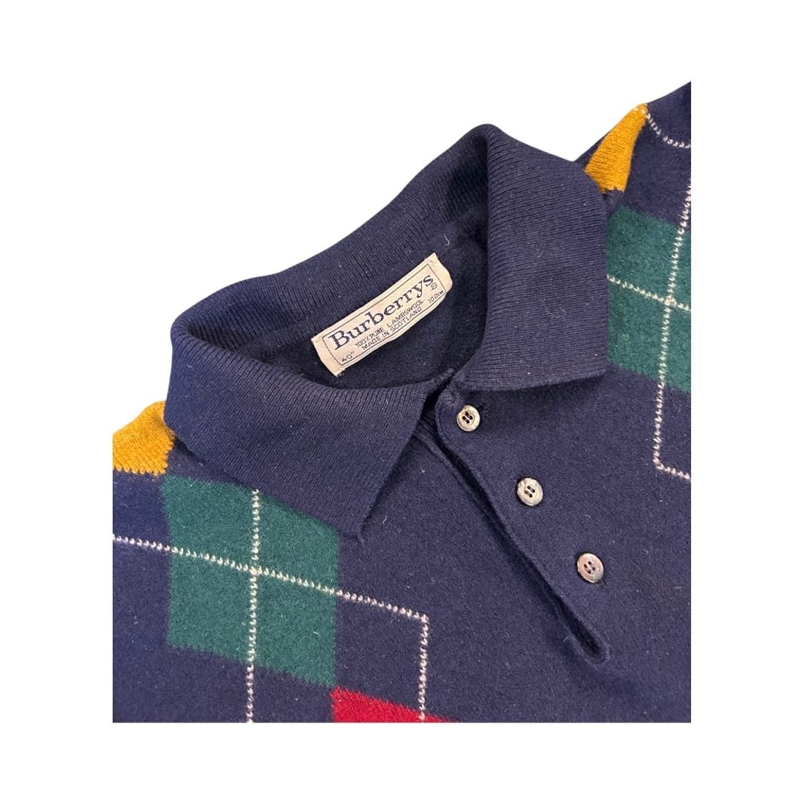 버버리 아가일 니트 폴로 셔츠 M 상품이미지3
