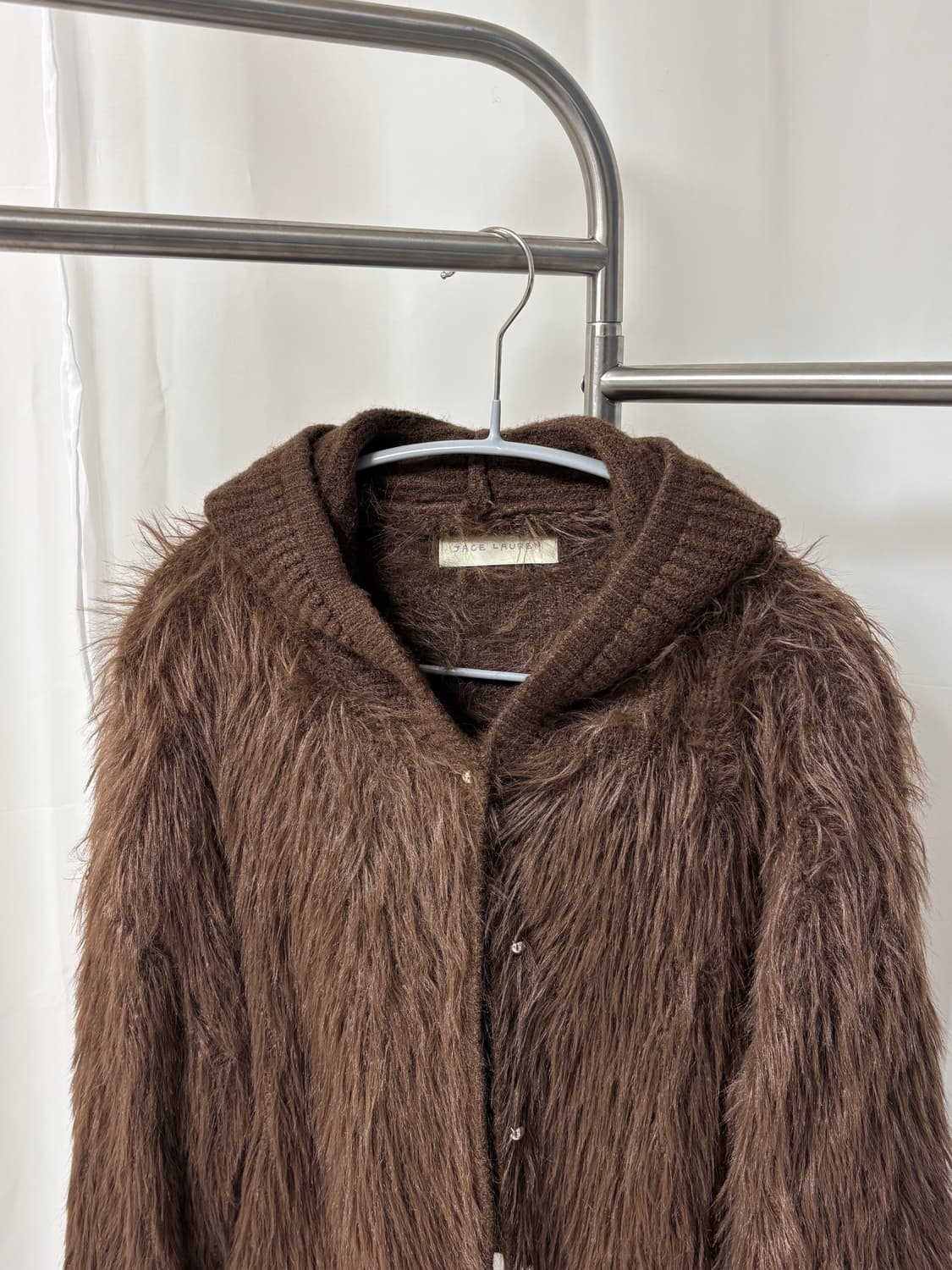 초코 헤어리 페이크 퍼 후디 가디건 상품이미지5