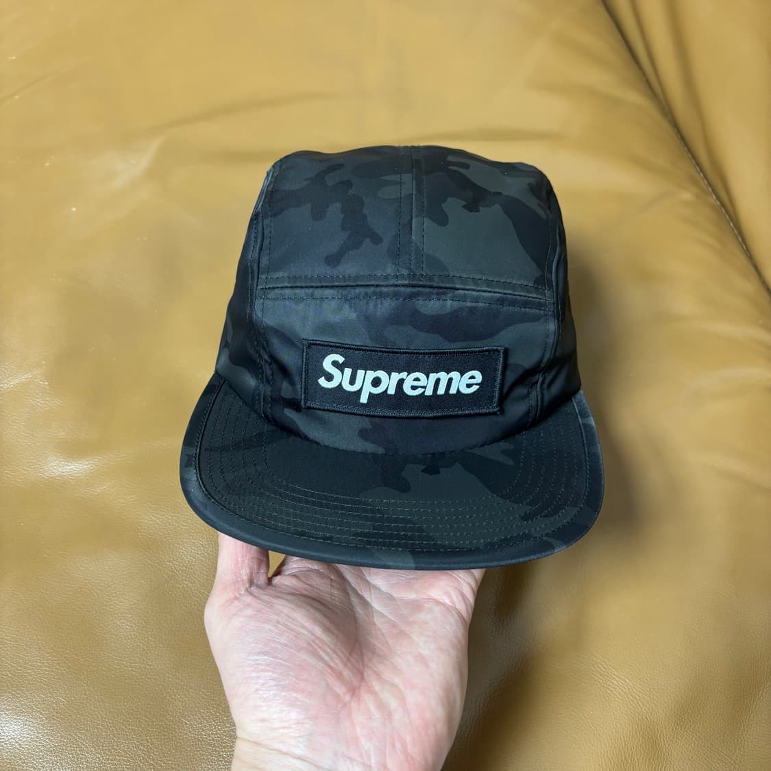 슈프림 캠프캡 모자 박스로고 나일론 카모 블랙 상품이미지2