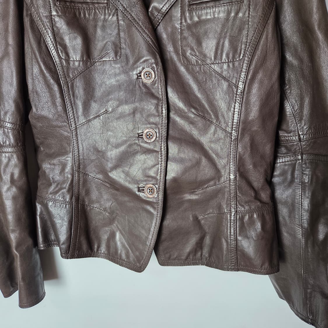 [Hiroko Koshino] 히로코 코시노 싱글 쉽스킨 레더 자켓 상품이미지4