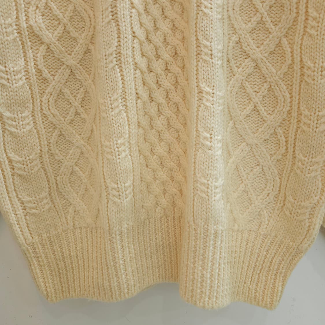 울 100% 아란 케이블 아이보리 니트 남녀공용 상품이미지7