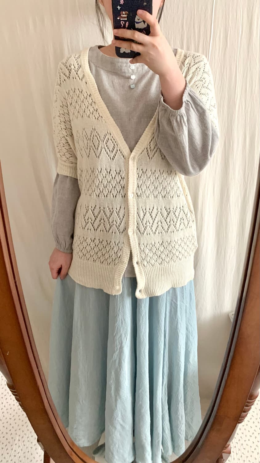 아이보리 여름 니트 가디건 상품이미지6