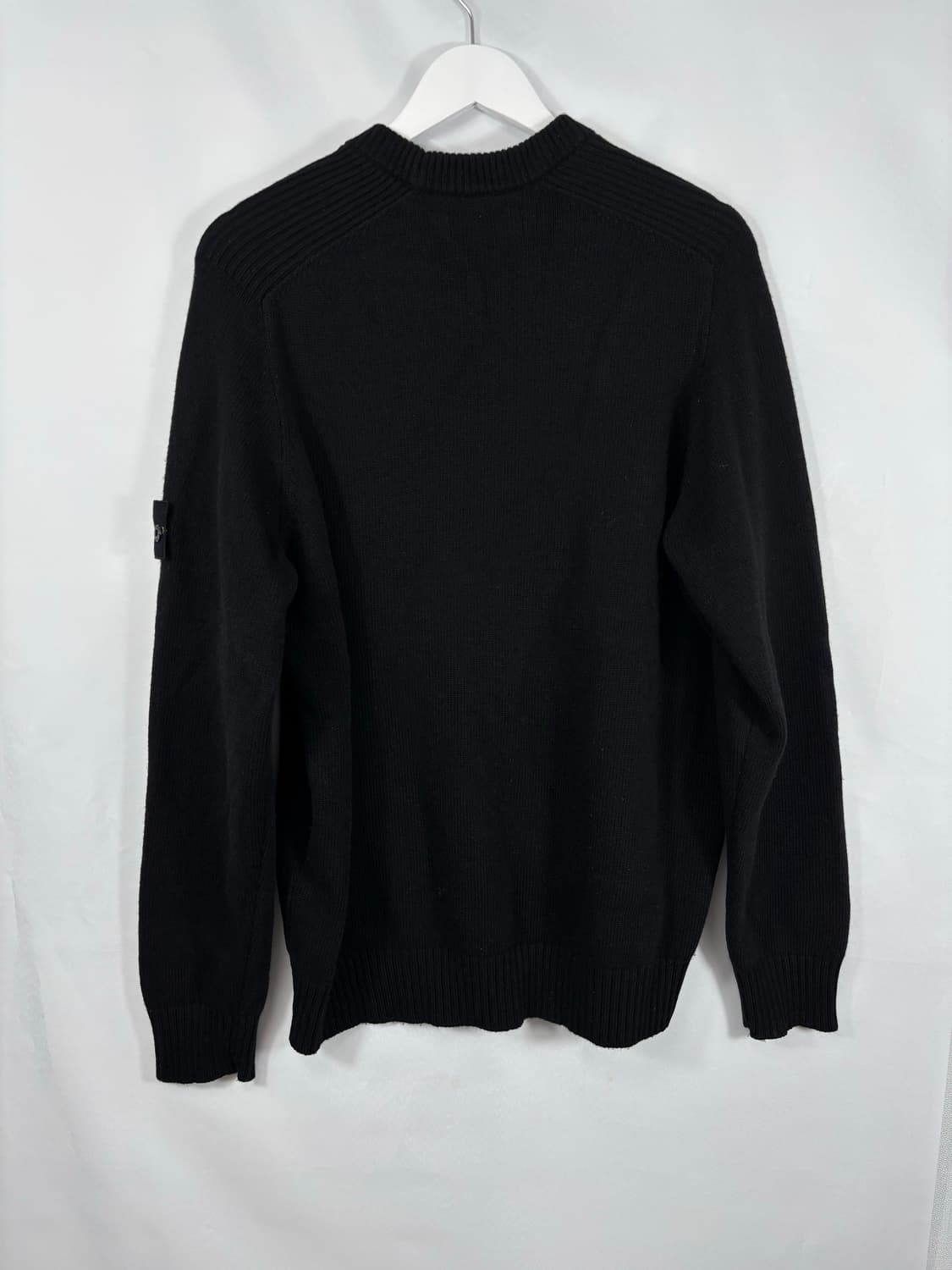 (정품,XL)스톤아일랜드 와펜 크루넥 울 니트 블랙 상품이미지5