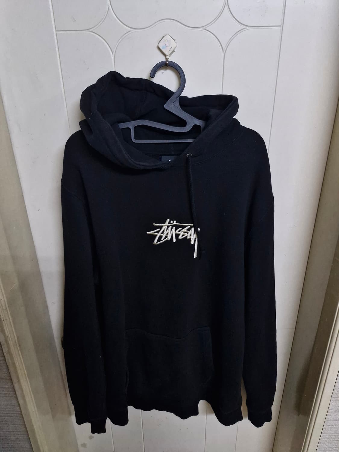 스투시 블랙 기모 후드티 105 상태 좋음 상품이미지1