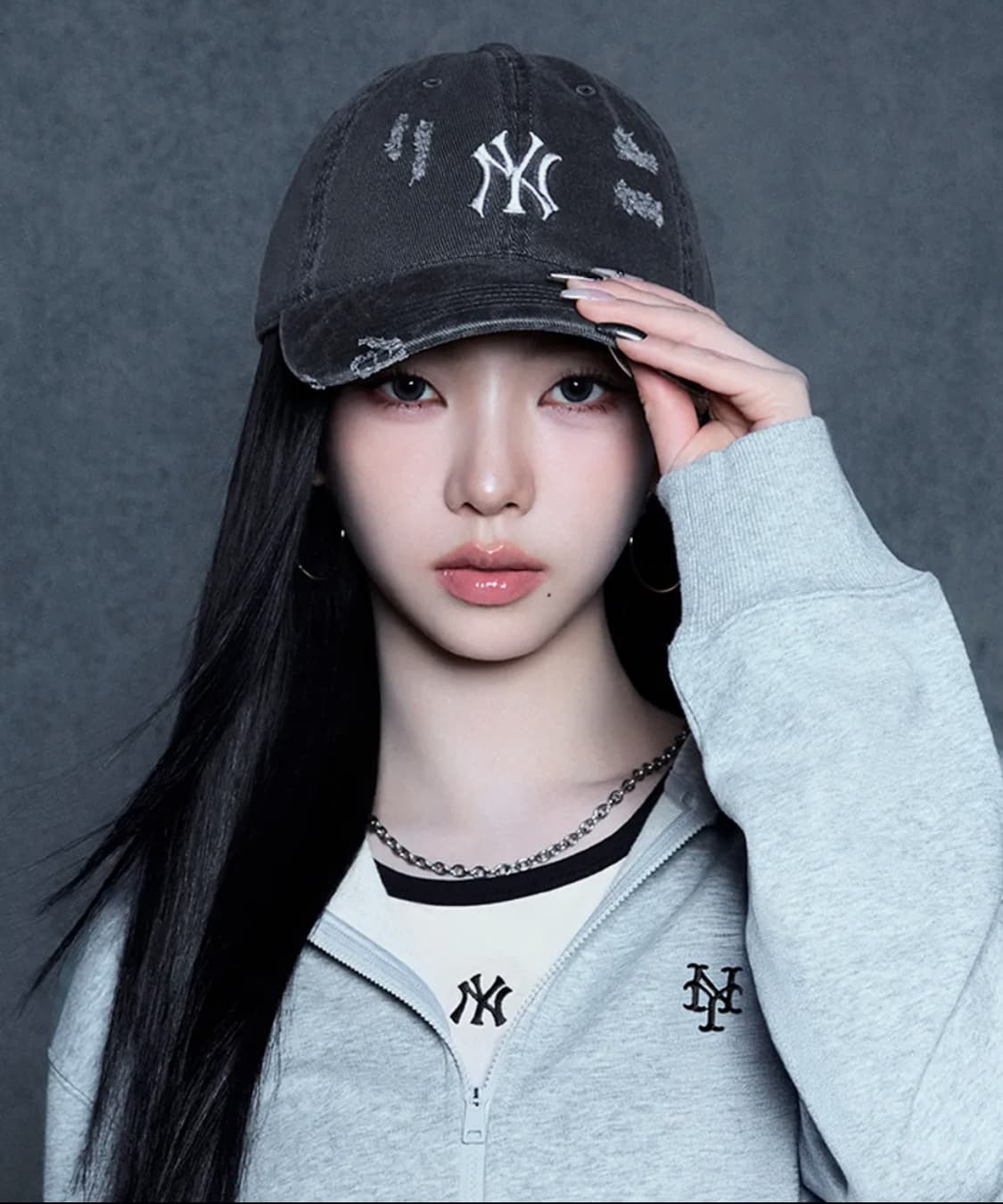 엠엘비 데미지 워싱 언스트럭쳐 볼캡 차콜 그레이 상품이미지1