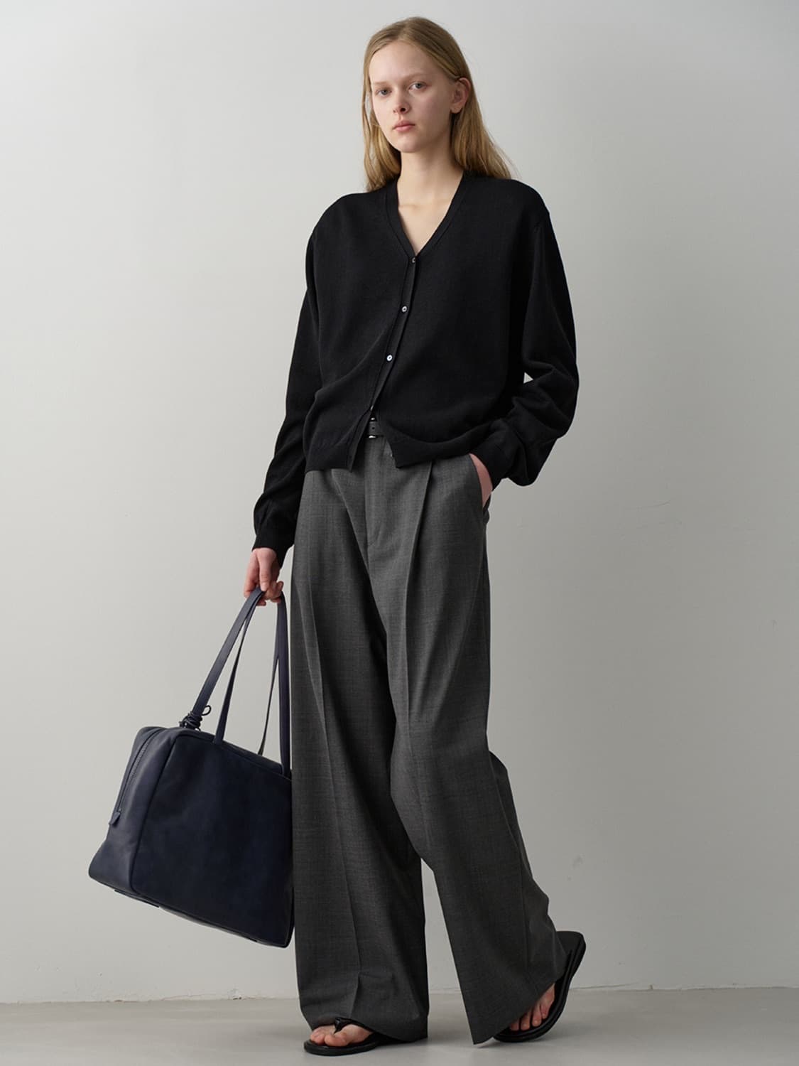 파사드패턴 썸머울 와이드 팬츠_charcoal 상품이미지1