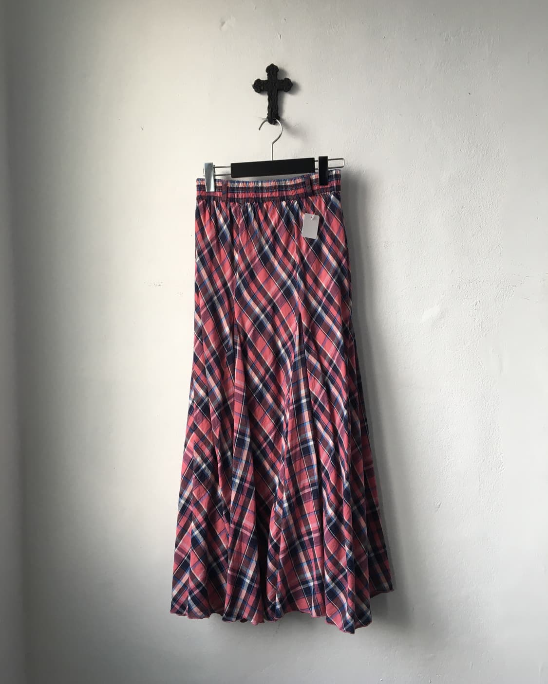 Check pattern unbalanced skirt 상품이미지1