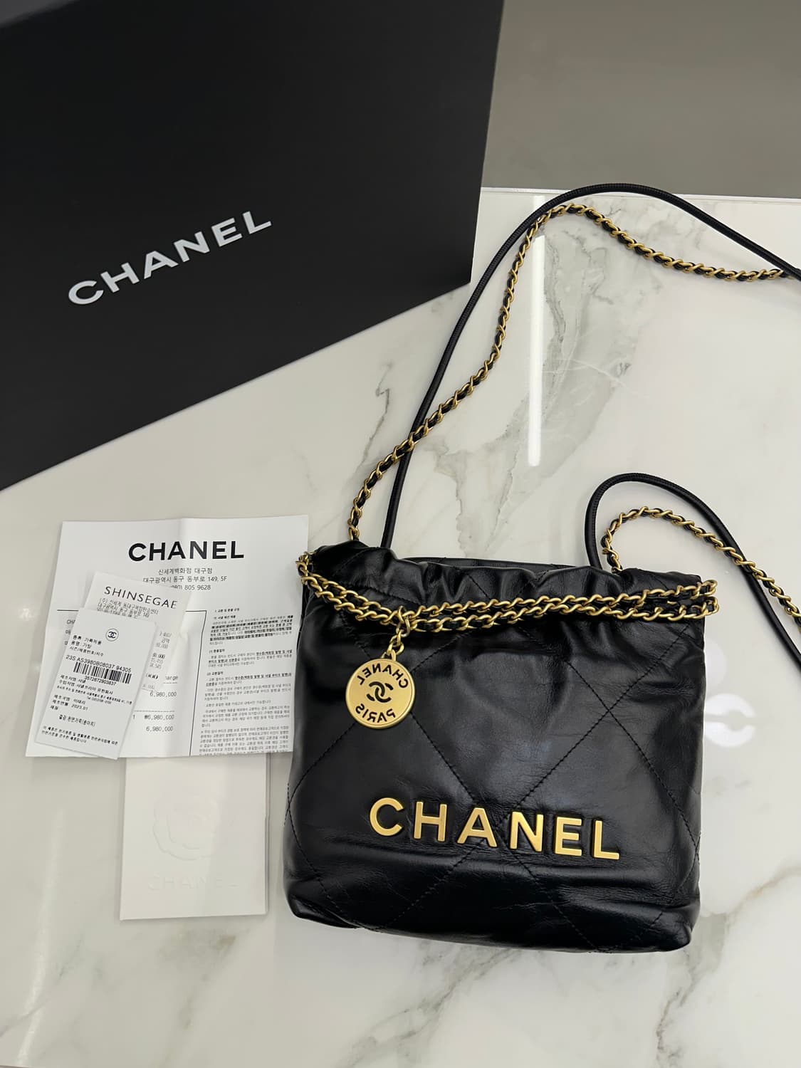 [백화점 풀구성] 정품 샤넬 22백 미니 블랙 상품이미지4