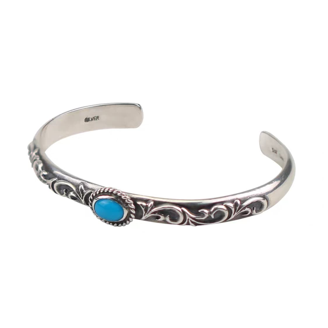 Oceanora 핸드카빙 터쿼이즈 925 실버 뱅글 상품이미지2
