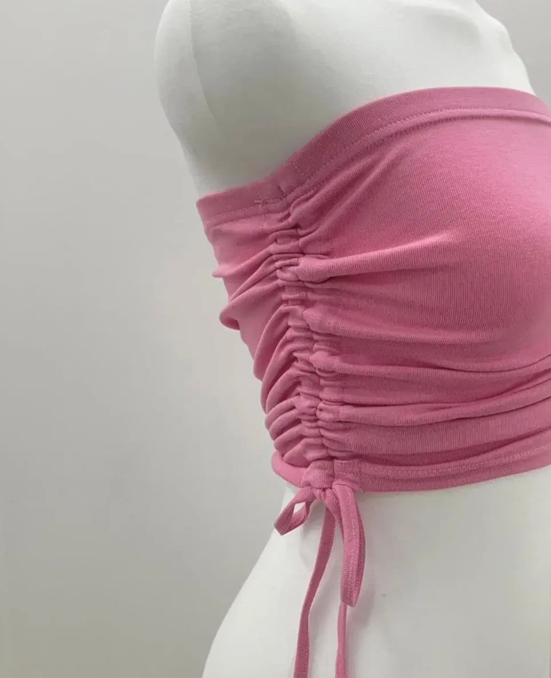 히프나틱 셔링 튜브탑 핑크, 셔링탑, 스트링 탑, 핑크 튜브탑 상품이미지10