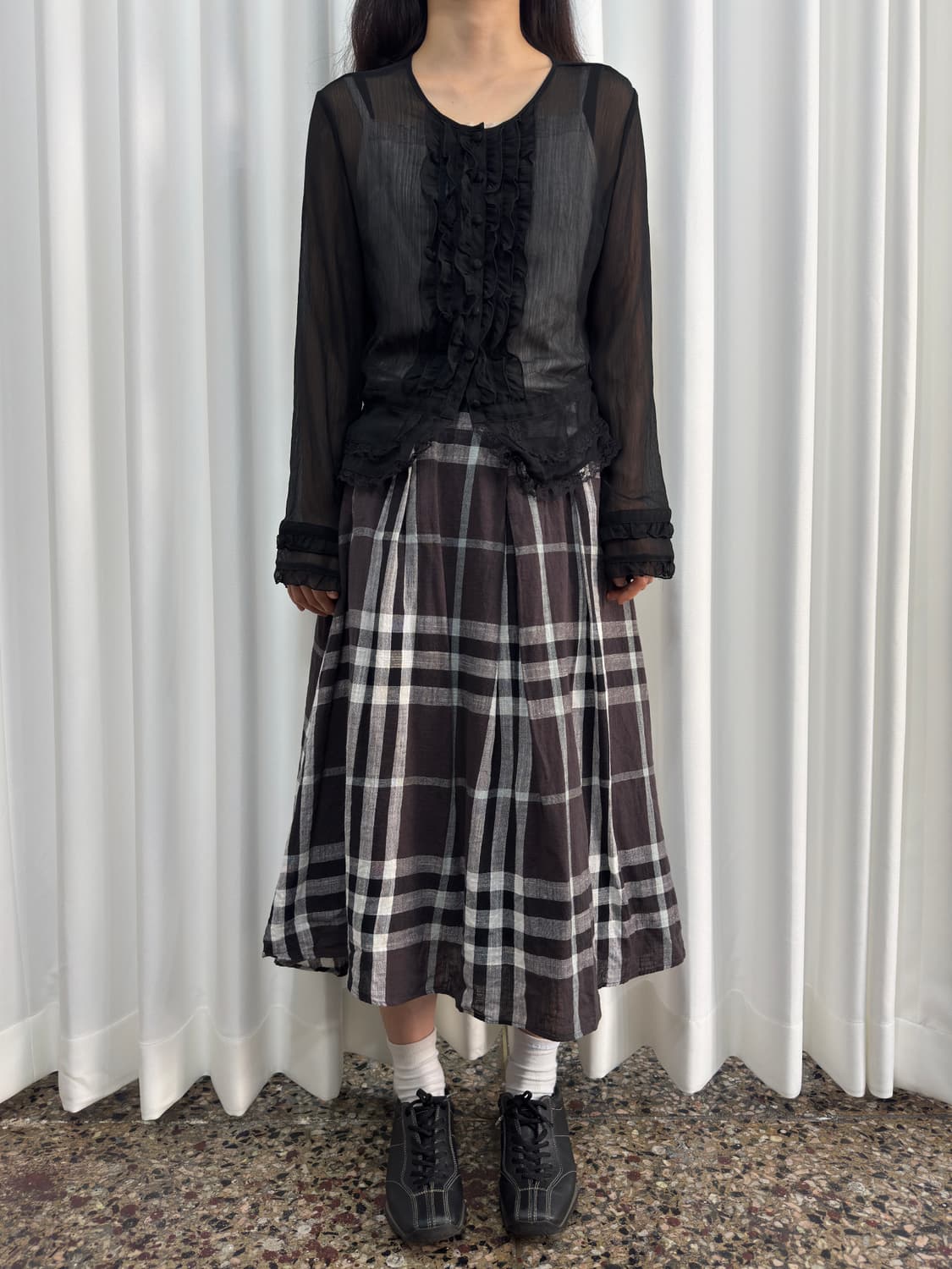 seethrough frill blouse 상품이미지2