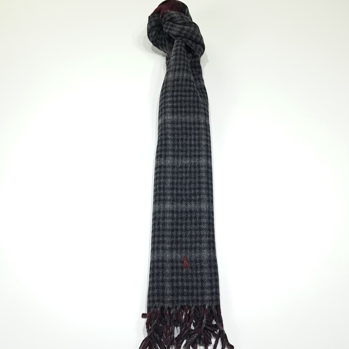 MX575 폴로 90s 이태리판 램스울 양면 하운드투스 머플러 목도리 상품이미지5