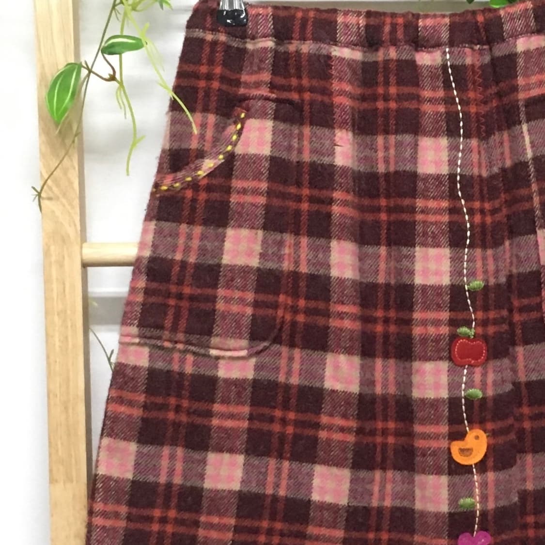 JPN/ 패치스커트 러블리스커트 스티치스커트 체크스커트 미디스커트 모리 상품이미지5