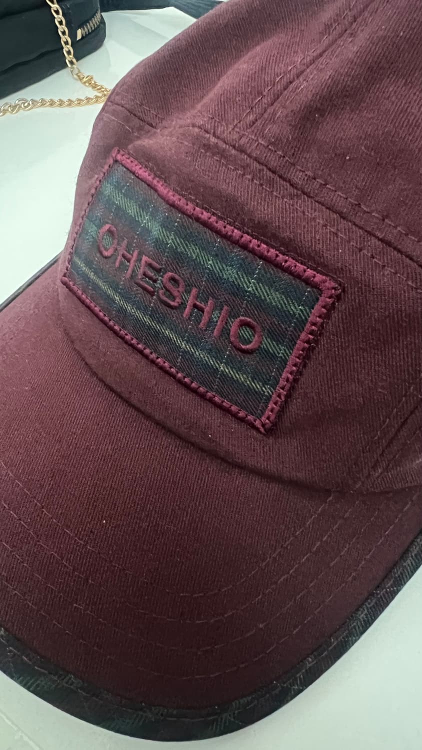 오헤시오 모자 캡 버건디 체크 상품이미지3