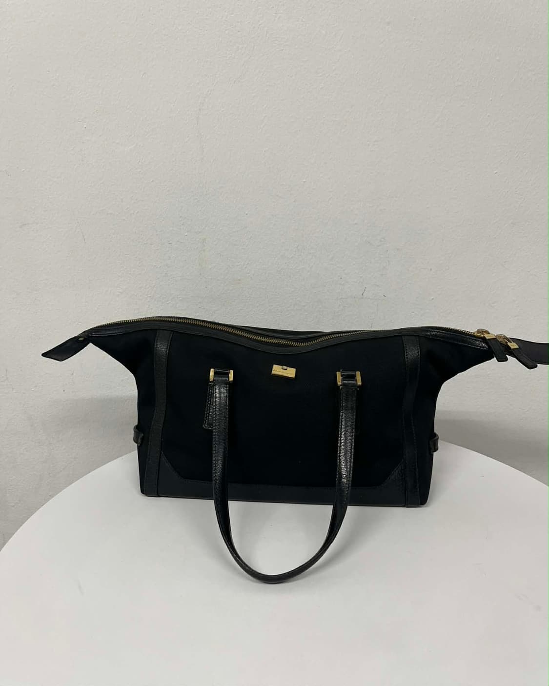 살바토레 페라가모 캔버스 가죽 트림 핸드백 숄더 겸 토트백 상품이미지1