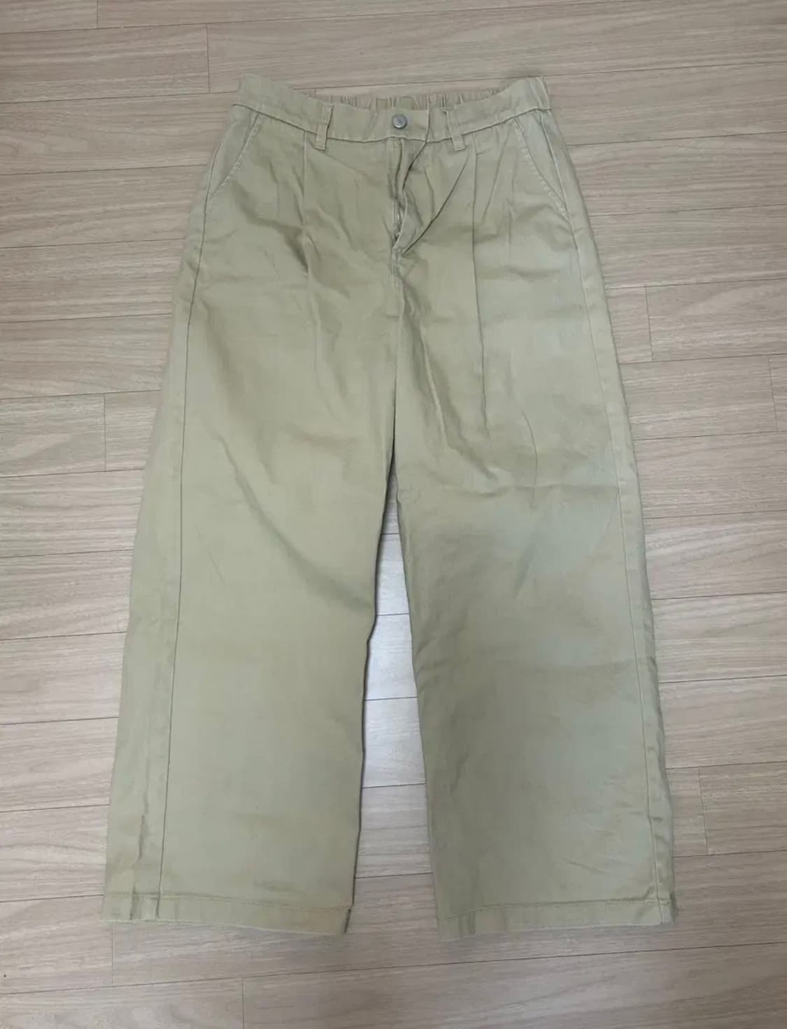 에이지오디 원턱 와이드 트윌 코튼 밴딩 팬츠 [베이지] 상품이미지2