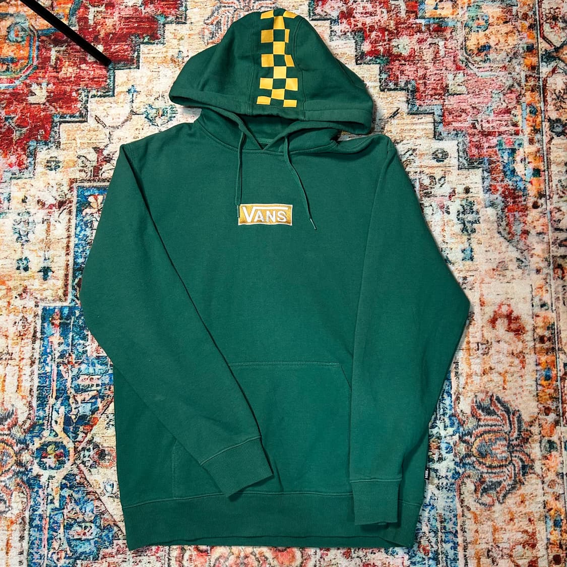 [XL] 반스 박스로고 체커보드 그린 후드티 상품이미지1