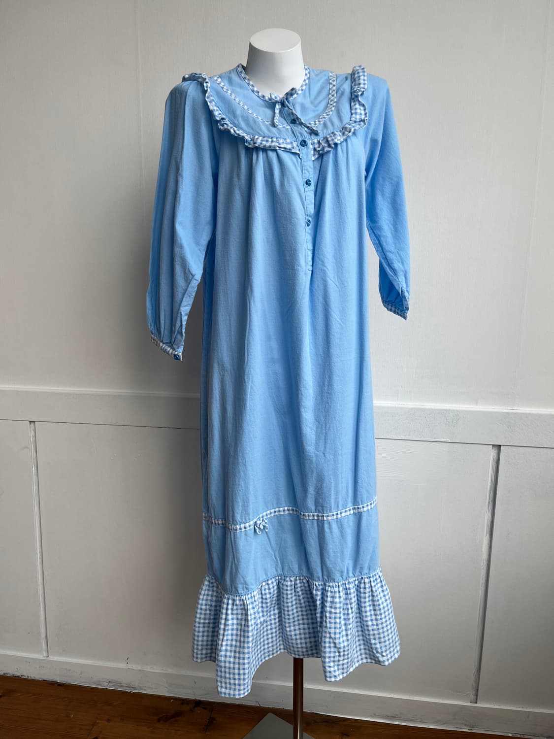 テルジャノン 블루 체크 롱 원피스 상품이미지1