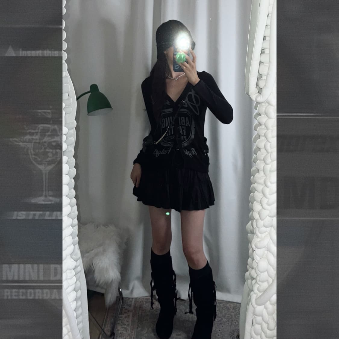 블랙 펑크 프린트 가디건 상품이미지3