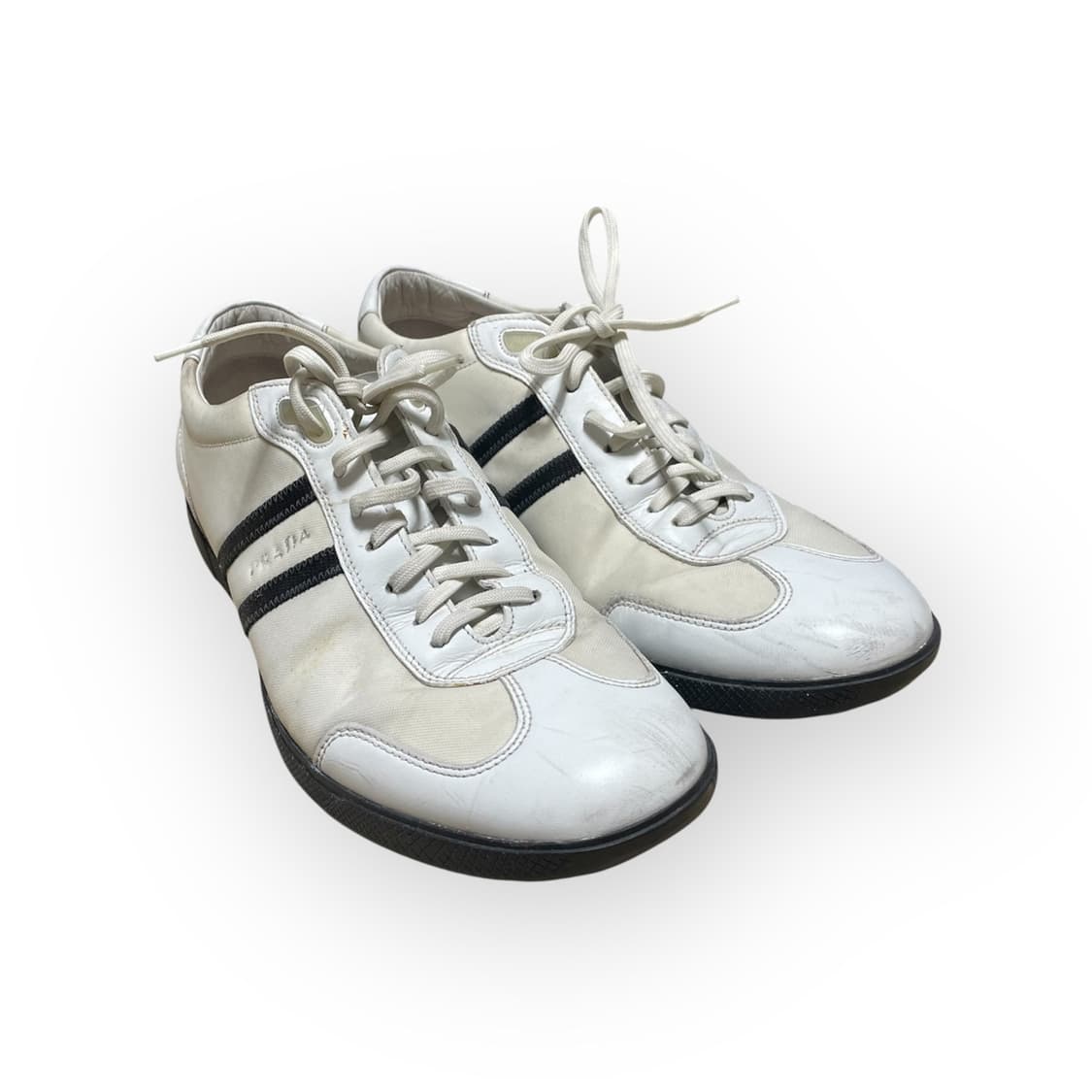 285~290) 프라다 사이드 탭 로고 스니커즈 신발 화이트 상품이미지1