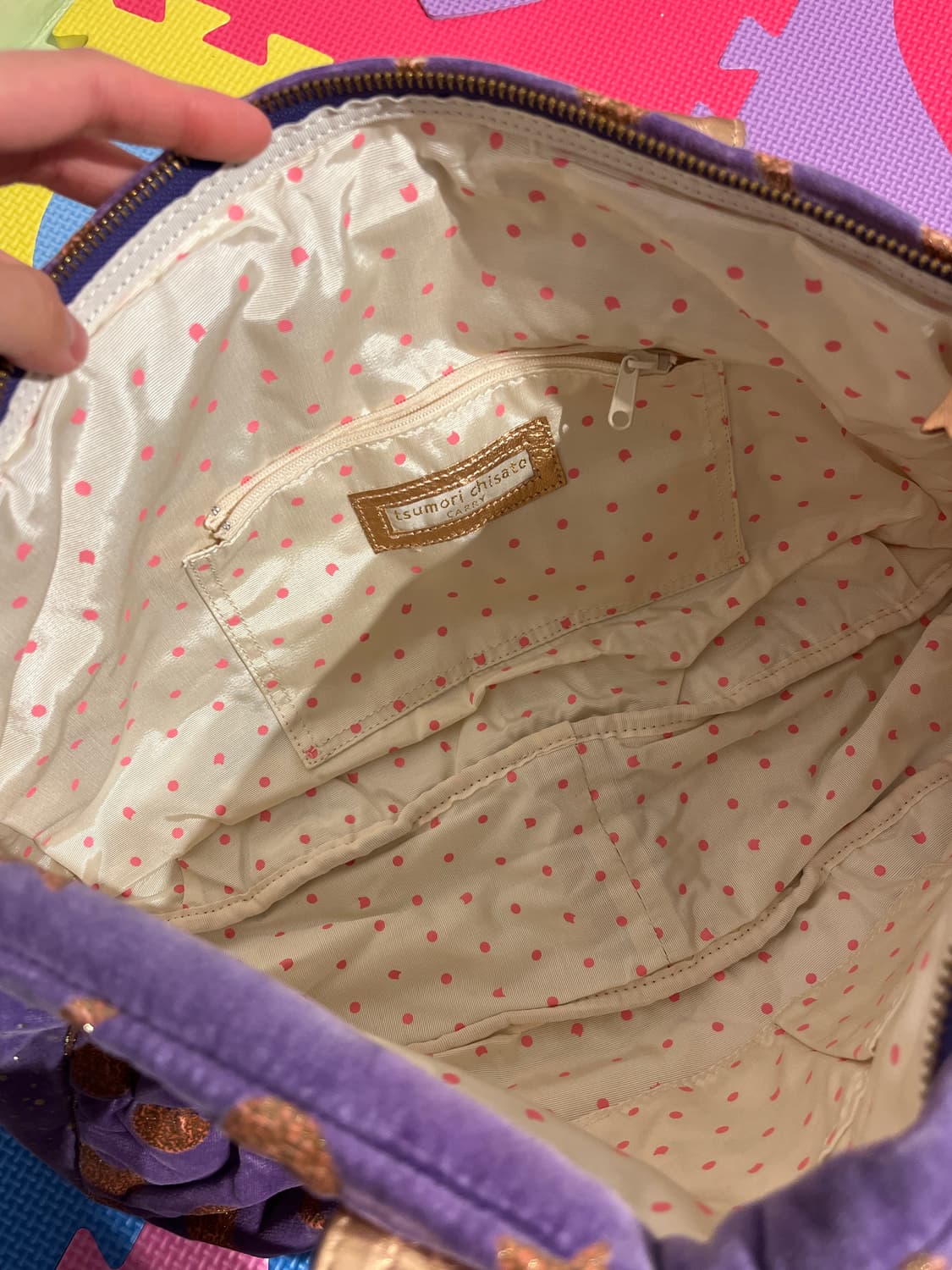 츠모리치사토 네코별 벨벳 토트백 🧙🏻퍼플 상품이미지9