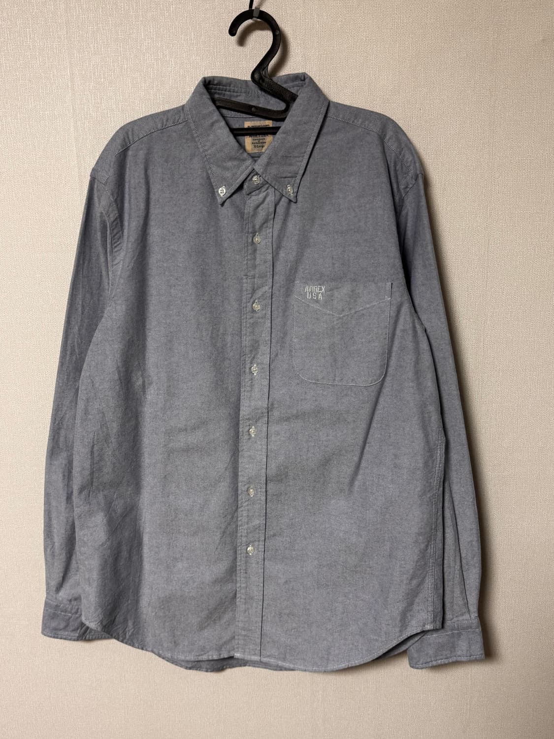 아비렉스 스몰 자수 블루 셔츠 상품이미지2