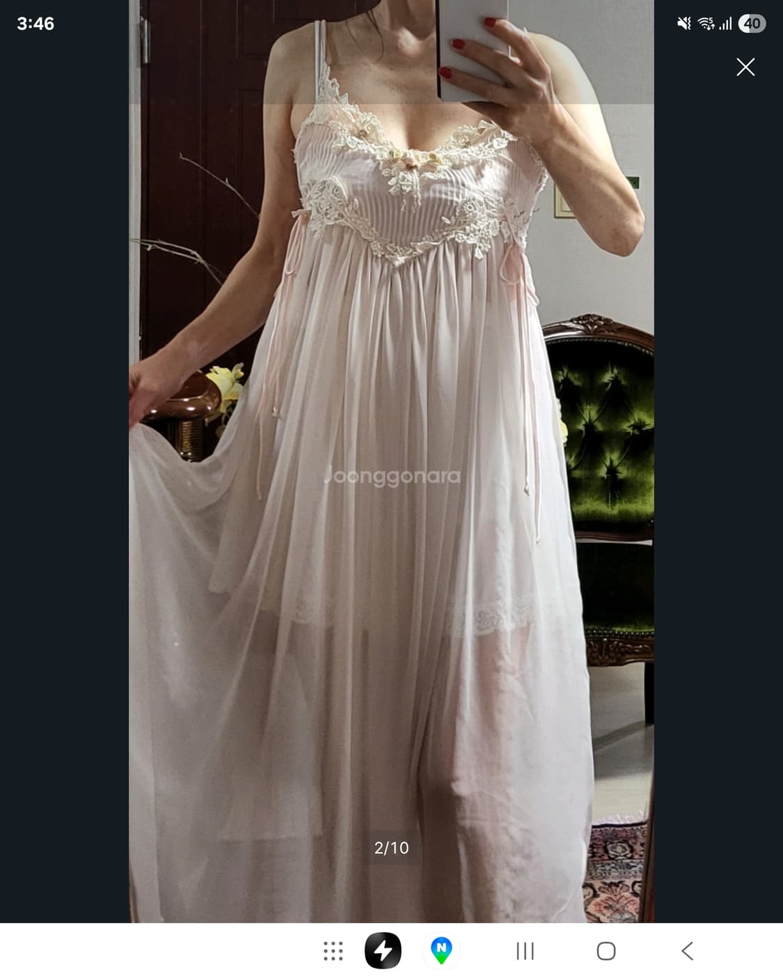 명품 수입 잠옷 나이트 웨어 Jonquil 시쓰루 피치 상품이미지2