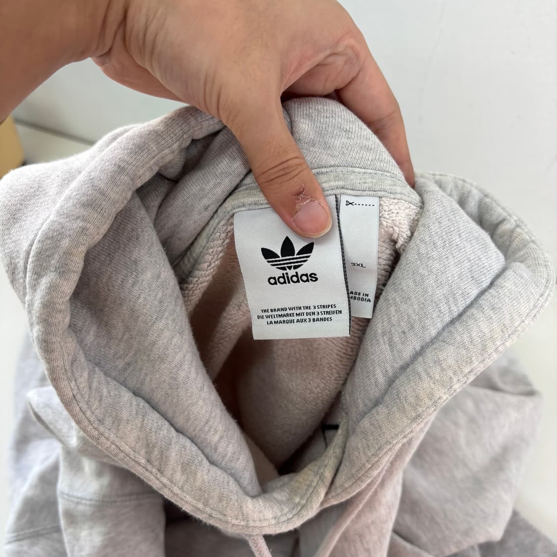 2XL-3XL 아디다스오리지날 멜란지그레이 가슴로고 스웻후드티 상품이미지5