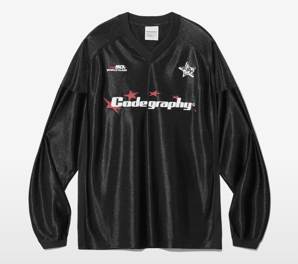 코드그라피 우먼 스포티 메탈 저지 롱슬리브 블랙 긴팔티 상품이미지3