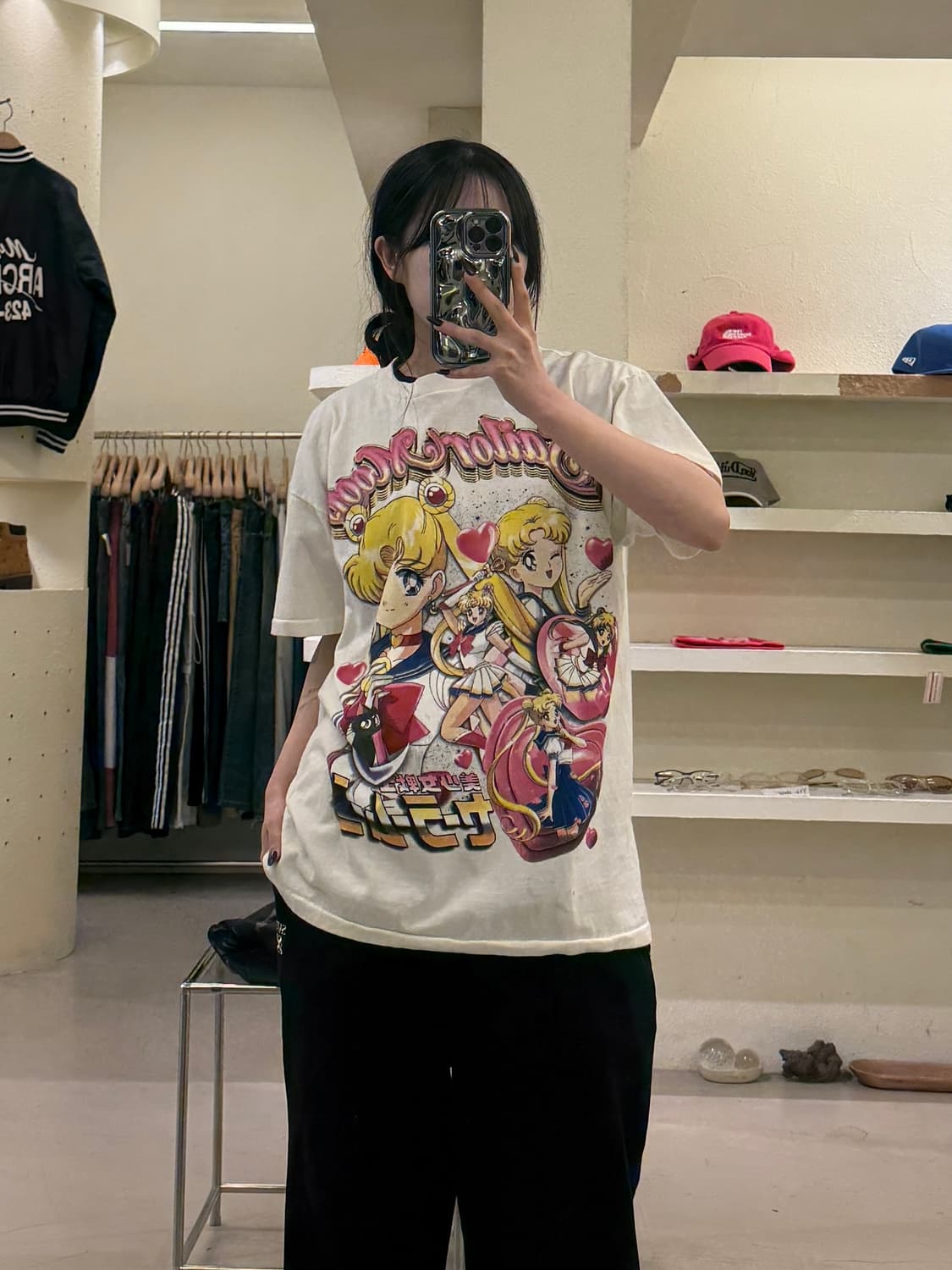 빈티지 달의 요정 세일러문 프린팅 반팔 티셔츠 U1527 상품이미지1