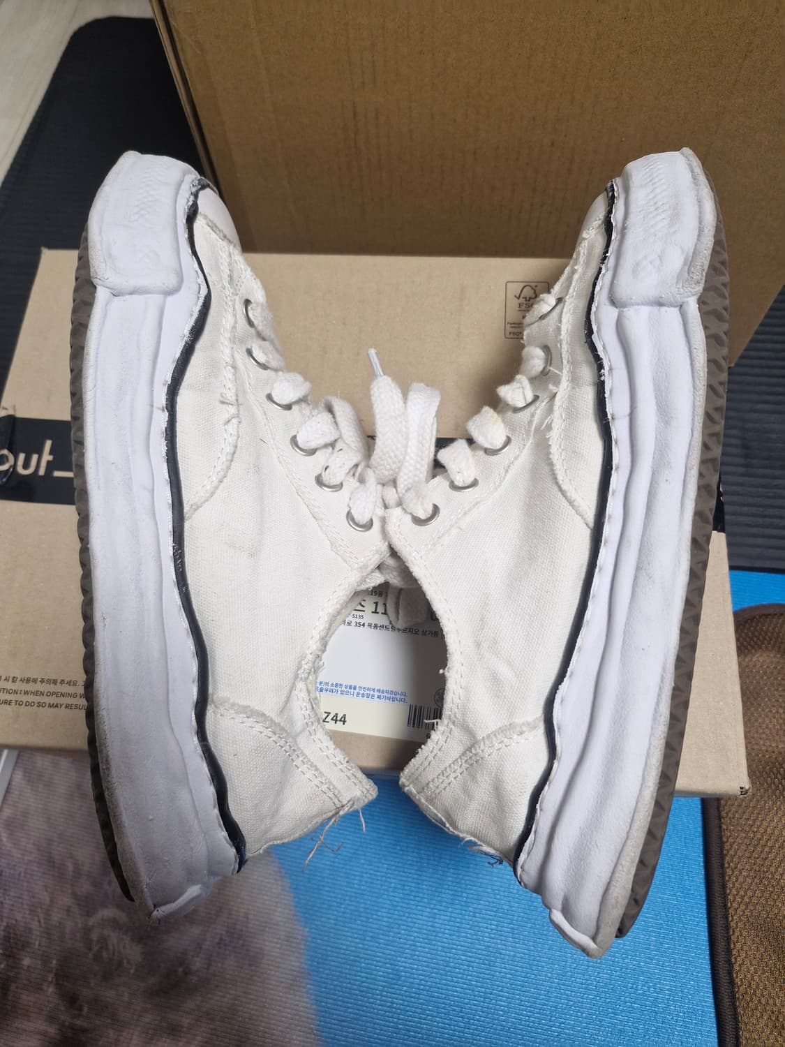 메종 미하라 야스히로 피터슨 OG 솔 캔버스 로우 스니커 화이트 상품이미지7