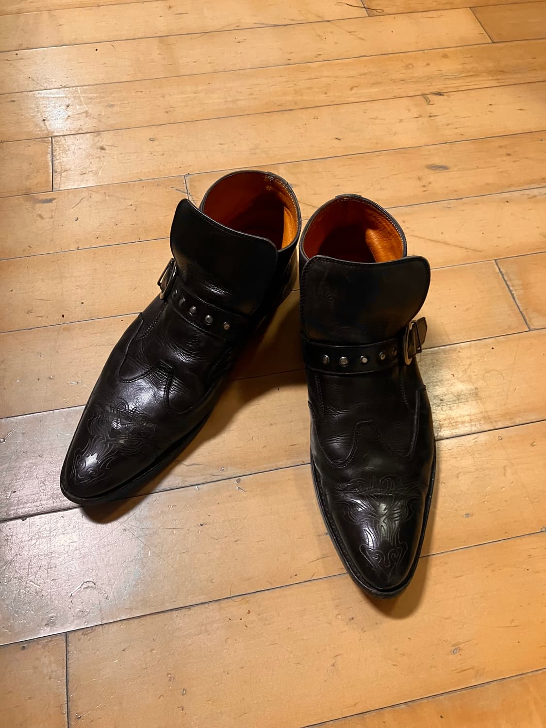 stefanorossi 00s 스테파노로시 롱노즈 스터드 벨티드 슈즈 상품이미지3