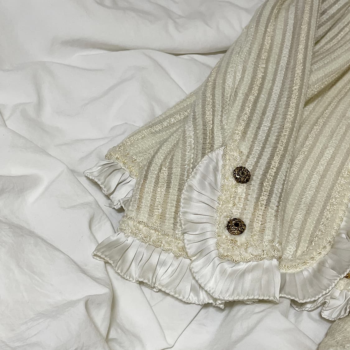 빈티지 ) 화이트레이스 금사트위드 셋업 상품이미지3