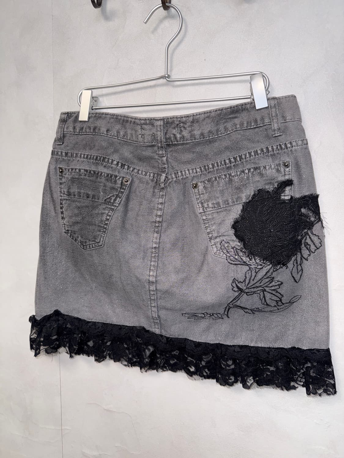 Gray glitter denim oriental embroid sk 상품이미지4